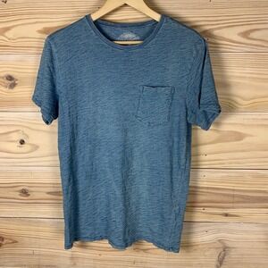 Wallace & Barnes T-Shirt Mens Small Indigo Blue Slub Cotton Pocket Tee A2420